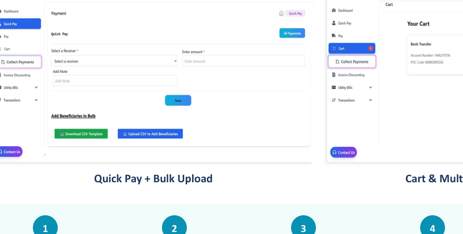 Finigenie payment workflow and cart screens